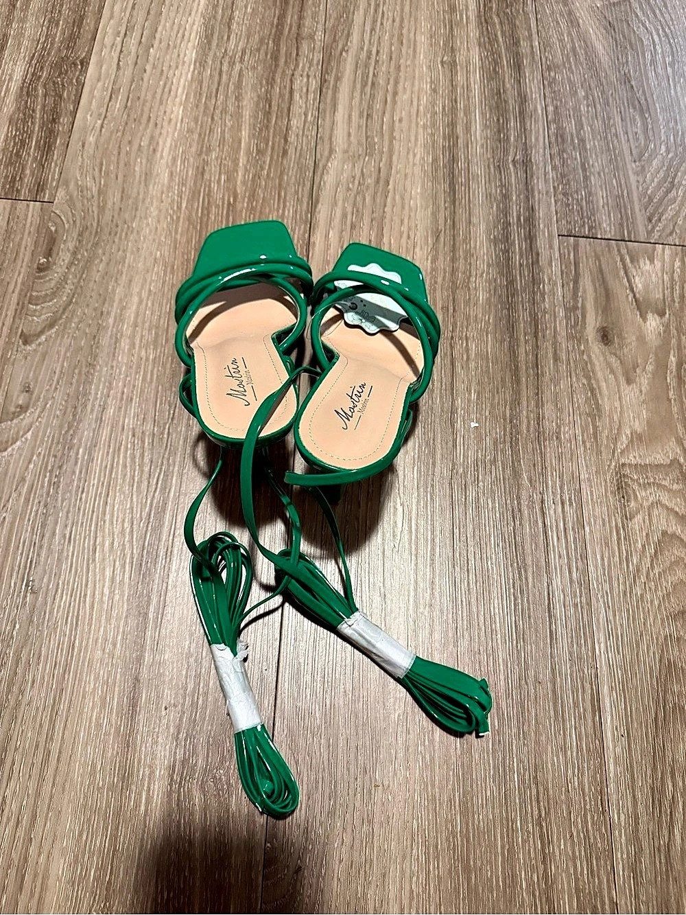 Green Lace-Up Sandals